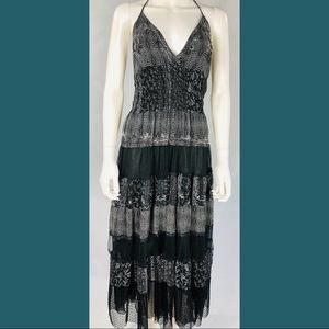 Indian dress with embroidered details.